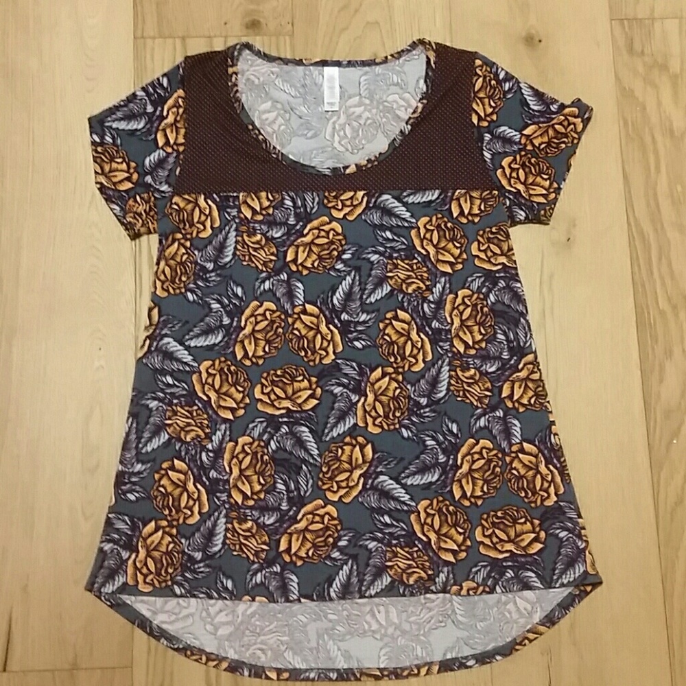 Lularoe classic t shirt floral rose polka dot NWOT